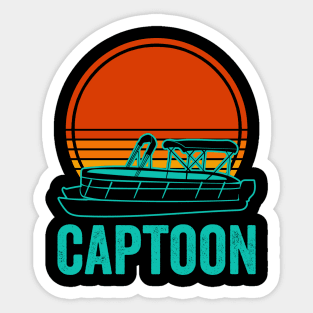 Pontoon Captain Funny Captoon Boat Lover Sticker
